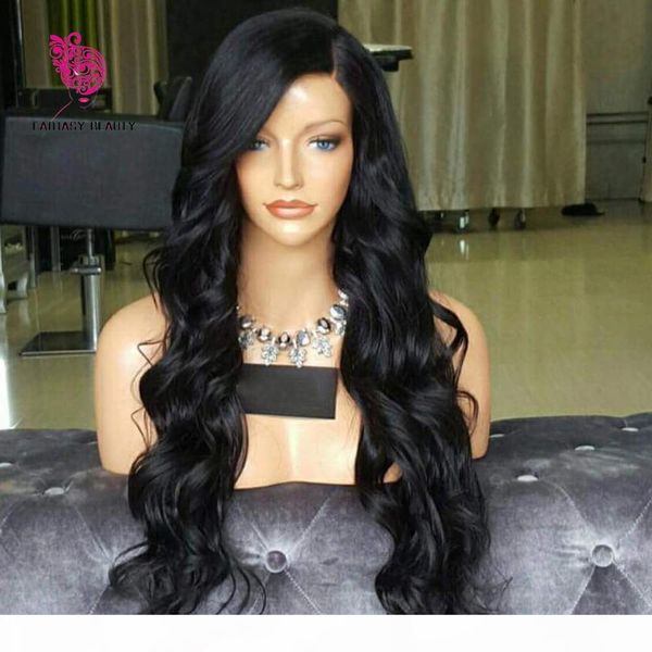

glueless virgin peruvian 130 density human hair full lace wigs with side bangs natural wig loose wave lace front human hair wigs, Black;brown