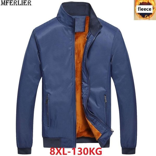 

mferlier men jackets fleece trench 5xl 6xl 7xl 8xl winter plus large size big jackets for men black blue autumn long sleeve warm1, Tan;black