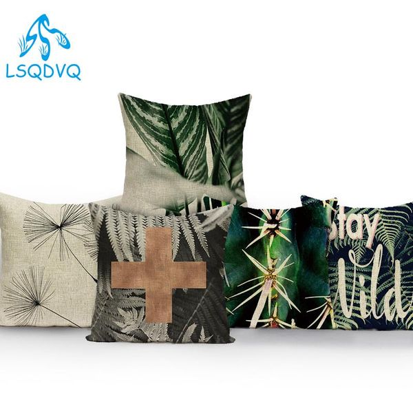 

decorative throw pillows case tropical green plants palm scenic cotton linen pillow cushion cover for sofa home living room