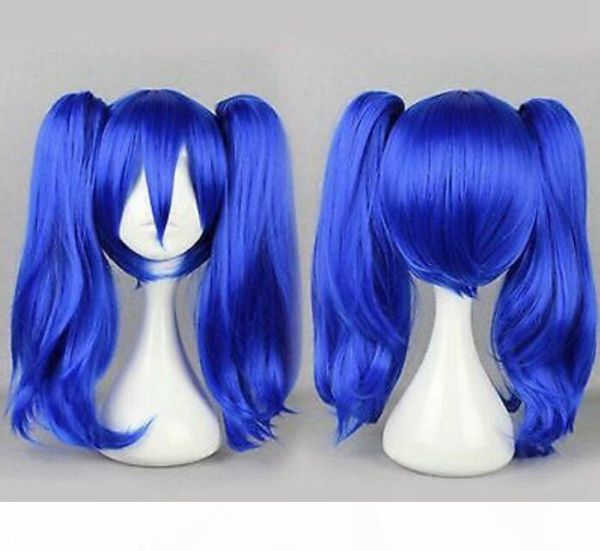 

gt;&gt;&gt;new fashion anime two ponytail blue cosplay women's wigs, Black;brown