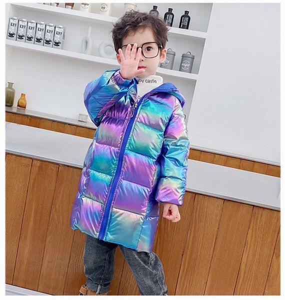 

new length 2020 new boys down jacket and medium girls thickened winter children's coat foreign style 2021, Blue;gray