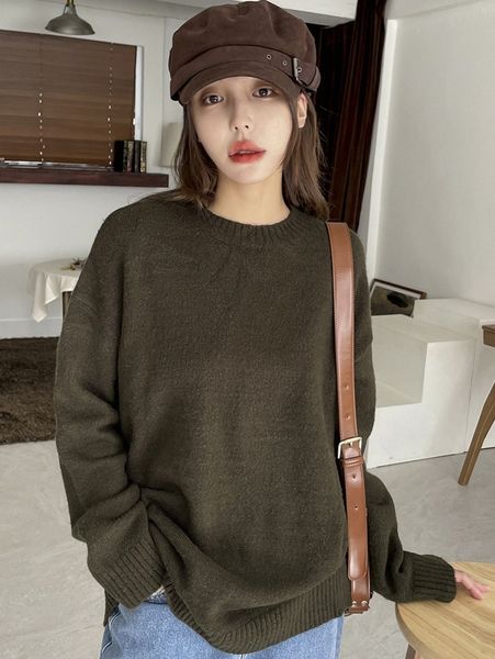 

dazy round neck drop shoulder sweater o9cr#, White