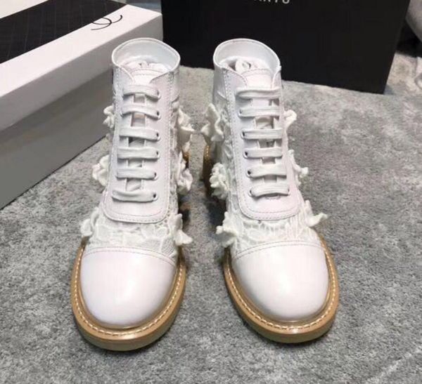 

лучшие роскошные моды дизайнерские кружевные сетки противоскользящие резиновые резиновые подошвы женские лодыжки сапоги сапоги высота 6 см о, Black