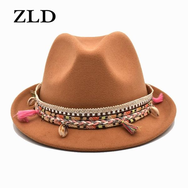 

ZLD New autumn winter solid color men women Fedoras hat fashion British male jazz hats Felt cap With Wide Brim Gentleman caps, Blue;gray