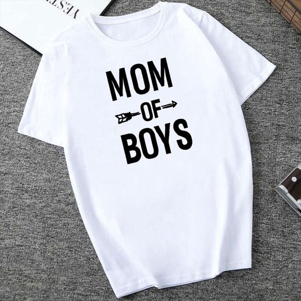 

mom of boys letters print t shirt summer new fashion women shirt harajuku style short sleeve casual cotton tee, White