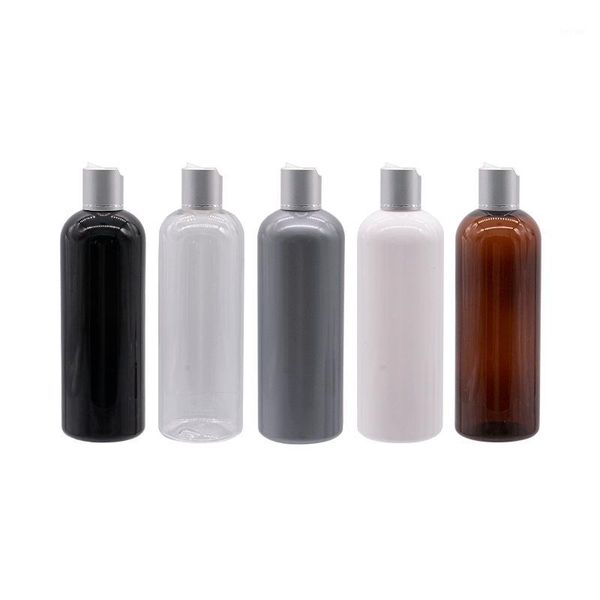 

storage bottles & jars 12pcs silver disc cap cosmetic for skin care 300ml plastic container with aluminum facial cleanser shampoo bottle1