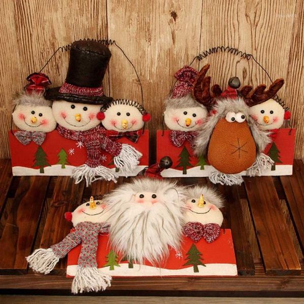

flannel santa snowman door hanging pendant telephone wire merry christmas welcome house ornament christmas decoration for home1