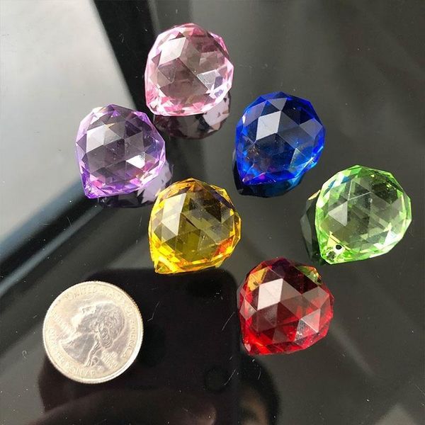 

6pcs rainbow color crystal chandelier ball prism suncatcher crystal lighting ball parts decor 20mm diy spacer charm beads h jlleso