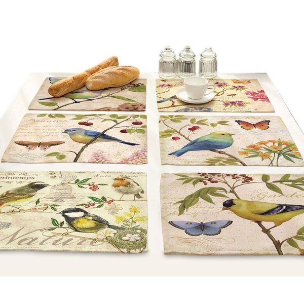 

дерево цветок птица напечатанный коврик для питья подстановки столовая столовая таблица аксессуары блюдо посуда дома украшения аксессуары со