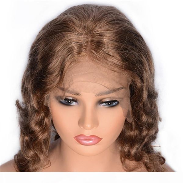 

cambodian curly glueless lace front wigs pre plucked human hair lace wigs natural hairline 8# hair wigs, Black;brown