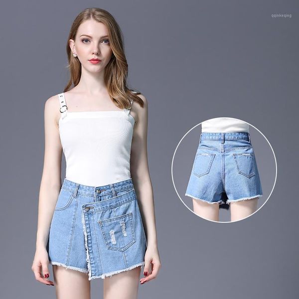 

teaegg summer women denim shorts patchwork hole plus size cotton denim shorts women 2019 pantalones cortos mujer algod n azul1, White;black