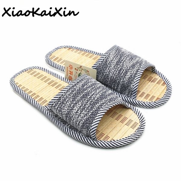 

men's linen slippers summer indoor floor flax home slippers women bamboo bottom non-slip slides guest slippers flat shoes y200423, Black