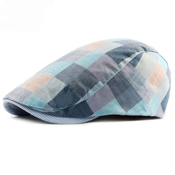 

ht1711 new beret hats for men women spring summer flat caps retro plaid berets femme adjustable men women beret cap t200720, Blue;gray