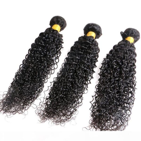 

unprocessed human hair weaves virgin brazilian hair bundles jerry curly wefts peruvian indian malaysian mongolian hair extensions, Black
