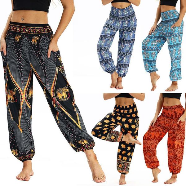 

bohemian women men pants casual woman high waist thai harem trousers baggy loose aladdin 2019 boho festival hippy smock pants7.9, Black;white