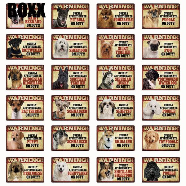 

pets dog warning husky poodle puppy pug metal sign tin poster home decor bar wall art painting 20*30 cm size