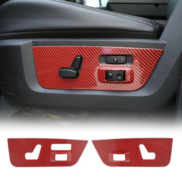ABS Auto Elektrische Sitz Einstellung Panel Dekor Abdeckung für Dodge RAM 1500 10-17 Innen Zubehör Rot Carbon Faser