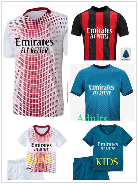 

новый 2020 2021 top ac milan ibrahimovic piatek paqueta bennacer rebic soccer jersey 20 21 camisa de futebol men детская футбольная футболка