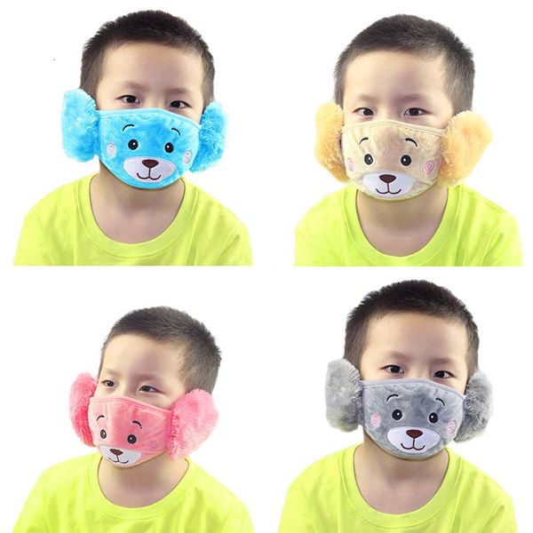 

2020 autumn and winter face masks the new warm plush mask earmuffs ear protection combo bear outdoor child cartoon mask