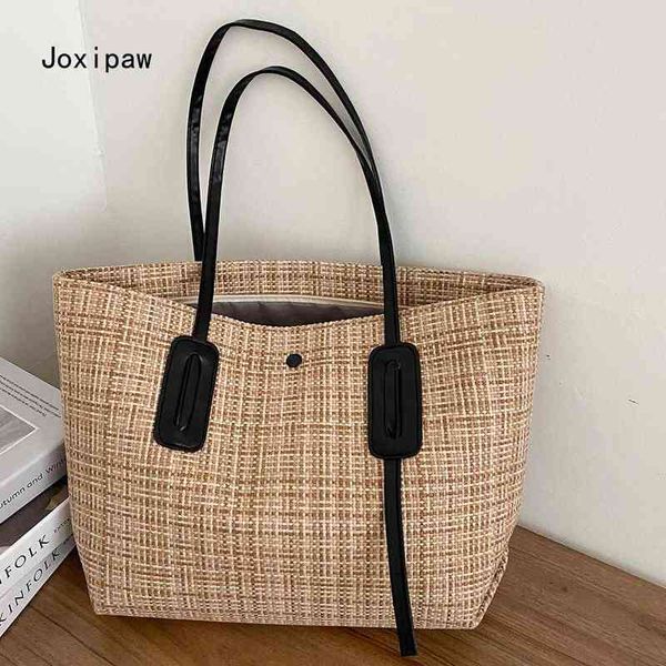 

shopping bags women's handbags tote woven luxury wallets large capacity 220301