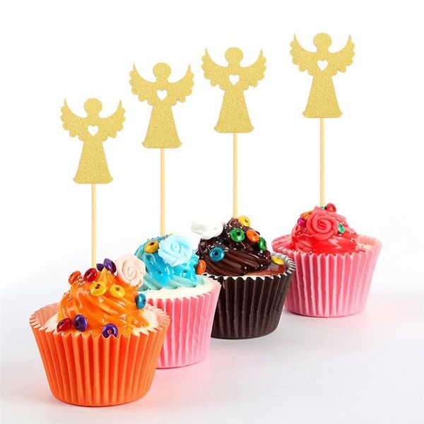 

24шт ангел торт топпер свадьба день рождения декоративная бумага крест кекс топпер фрукты выбор для партии поставки a4 wmtsnq