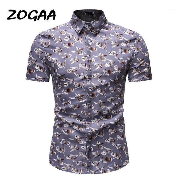

zogaa 2020 summer new men's business casual fashion printing large size short sleeve shirt three colors optional1, White;black