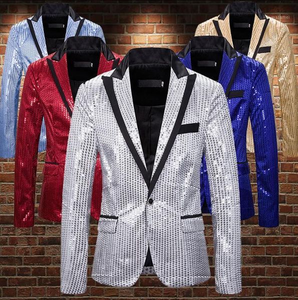 

one buckle sequin blazer men suits designs jacket mens stage costumes for singers clothes dance star style dress b4421, White;black
