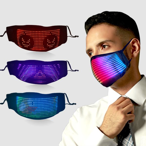 

bluetooth programmable full-color led luminous mask, support scrolling text animation, diy music rhythm, built-in lithium battery charging