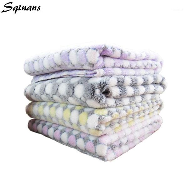 

sqinans soft fannel dog blanket hand washable puppy cat bed mat dot print warm sleeping mattress for small dog cats pet supplies1