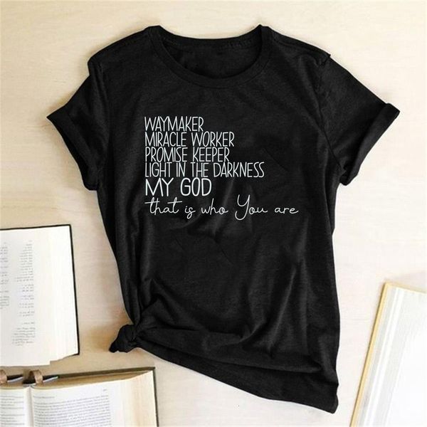 

way maker print women t-shirt miracle worker promise keeper light in the darkness my god christian tshirt women tee shirt femme, White