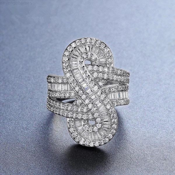 

zinc big, bright classical zirconia ring of female alloy rings for the wedding party, Silver