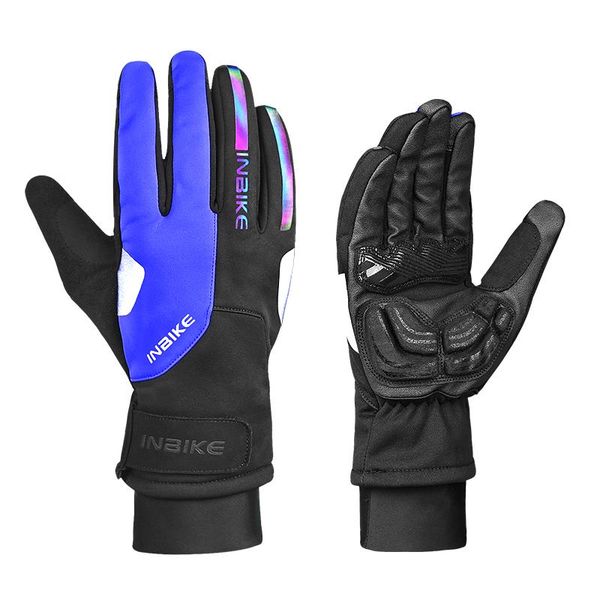 

inbike bike gloves winter thermal windproof warm full finger cycling glove reflective motorcycle bicycle gloves for man woman bbyzrq, Black