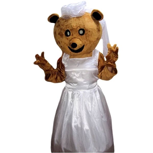 

wedding bride bear mascot costume cartoon character size longteng (tm)05, Red;yellow