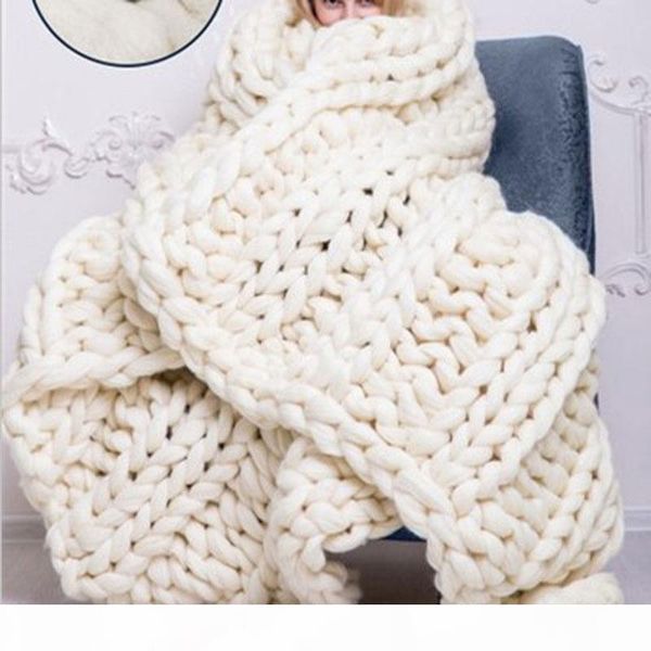 

nordic толстая шерстяная ручной одеяло меринос woven twisted blaid одеяло для софы вязать бросьте chunky manta творческий подарок