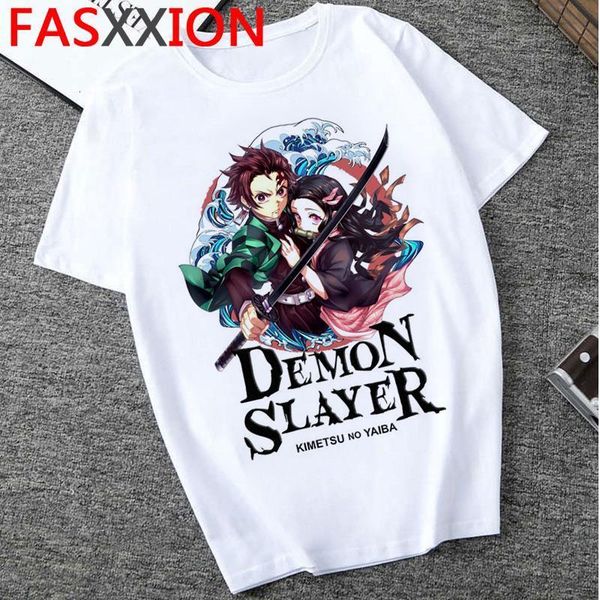

slayer t-shirt graphic tees men 2020 streetwear japanese anime cool tshirt funny cartoon kimetsu no yaiba t shirt male, White