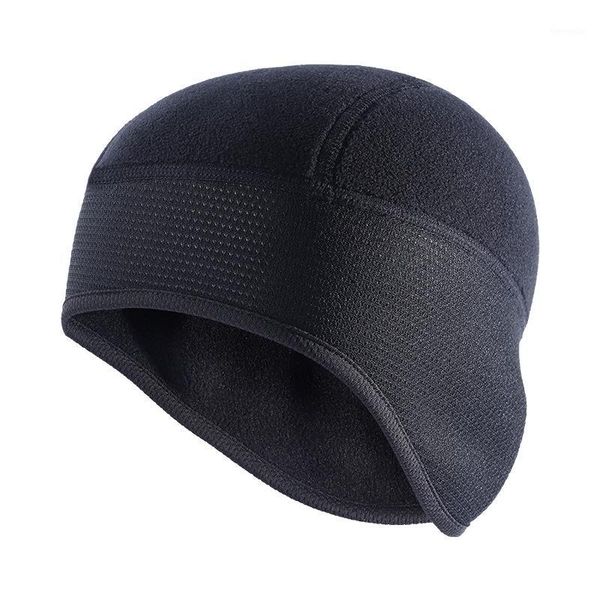 

fashion winter cycling cap windproof thermal bicycle fleece hat helmet liner1, Black