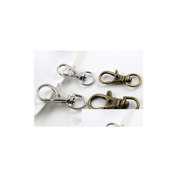 

80pcs silver bronze plated metal swivel lobster clasp clips key hooks keychain split key ring findings clasps making 30mm onjsc