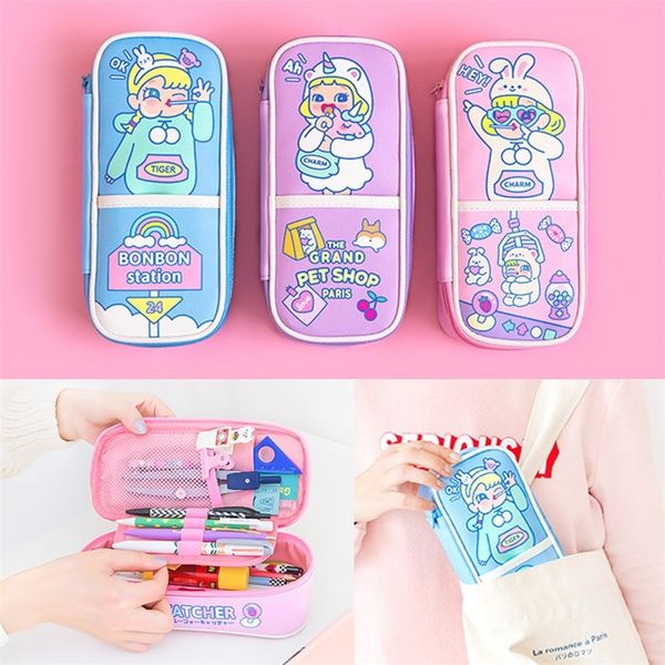 

2020 waterproof bentoy pencil case for student cartoon women makeup storage bags girls pencil box writing case drop shipping lj200917