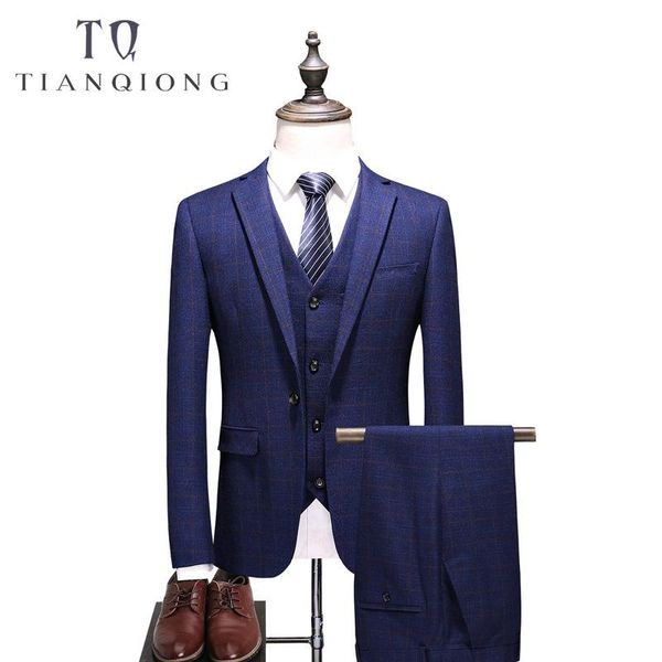 

men's suits & blazers 3 piece suit men slim fit groom wedding plus size korean fashion mens business tuxedo jacket+vest+pants, White;black