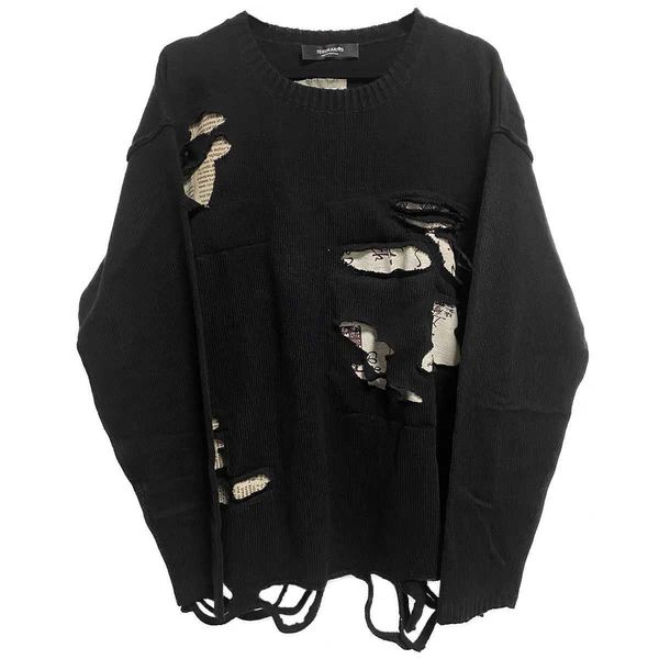

men's sweaters "rabbit. b" handmade 1of1 remake cloth to mend holes, damage and make a small number of old long sleeved sweat, White;black