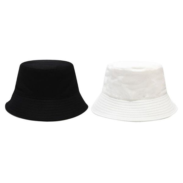 

wide brim hats men women vintage reversible double side wear bucket hat simple black white solid color harajuku hip hop fisherman cap, Blue;gray
