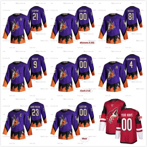 

arizona coyotes 2021 reverse retro jersey michael chaput clayton keller tyler pitlick oliver ekman-larsson niklas hjalmarsson derek stepan, Black;red