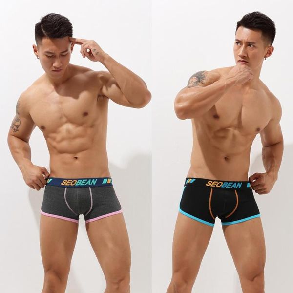 

2020 seobean cotton short cortos hombres mens pyjama shorts tracksuit u bag boxer underwear, Black;white