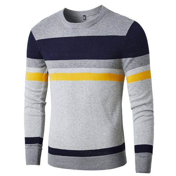 

2021 new autumn fashion casual striped sweater pullovers o-neck warm 100% cotton knit men's sweaters coat men cqz1, White;black