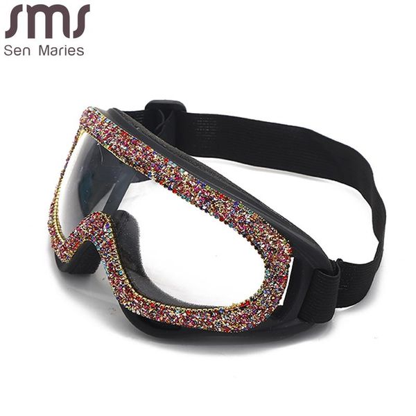 

2021 fashion oversized windproof sunglasses women luxury designer rhinestone goggles men sunglasses one piece eyeglasses uv400, White;black