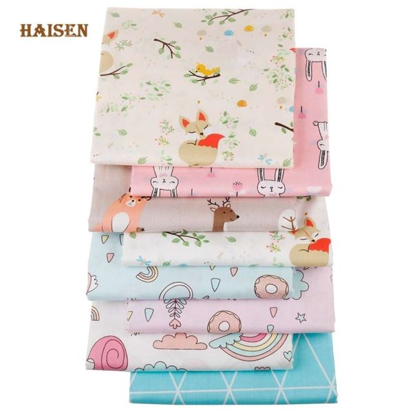 

haysen - cotton gauze with 8 patterns, 100% for sewing fox cartoon series, stickers, baby and baby clothing materi, Black;white