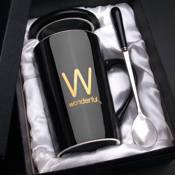 

geekhom ceramic coffee mugs with gift box and spoon brief europe style letter tea milk mug with lid couple gifts drinkware wmtwxs mywjqq