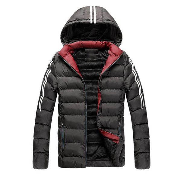 

new winter jacket men new arrival casual hooded parkas male fleece short coats slim fit cotton padded jacket men, Black