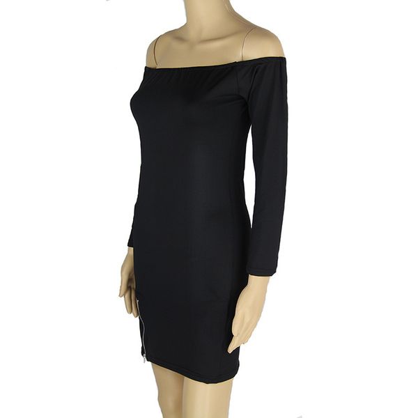 

womens fashion dress5108 black white long sleeve base skirt o48q, Black;gray