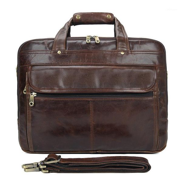 

men's briefcases genuine leather lapbag large capacity business messenger bags office male tote travel handbag1